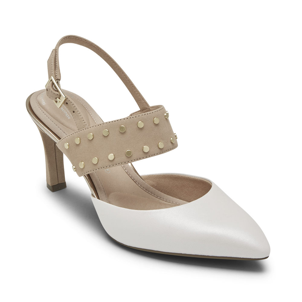 Rockport Singapore Womens Heels - Total Motion Sheehan Studded White - RZ5038726